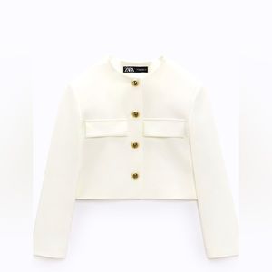 ZARA WOMENS CROPPED BLAZER IN WHITE